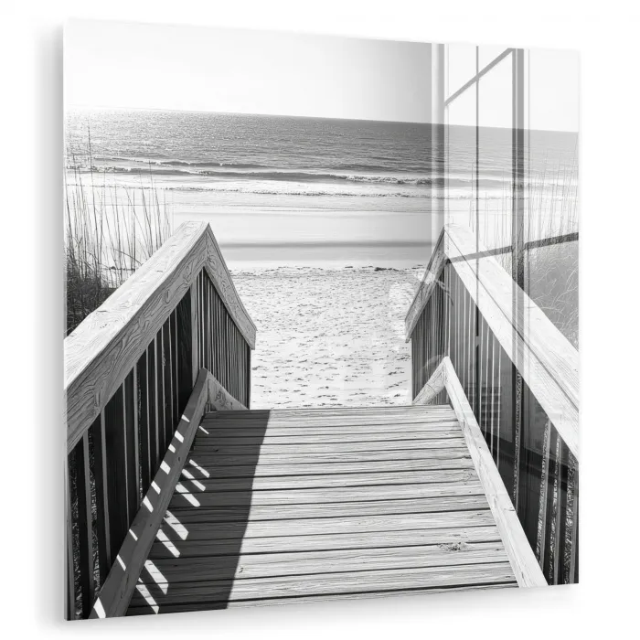 Loopbrug - Hout - Strand - Zee plexiglas 5mm klein -zzzproduct_nieuw