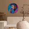 Zingende man - Glitterjas - Microfoon Wandcirkel behangsticker klein -sfeer1