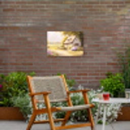 Huisje - Hout - Bloemen Tuinposter op houten frame 2 cm dik klein -sfeer3