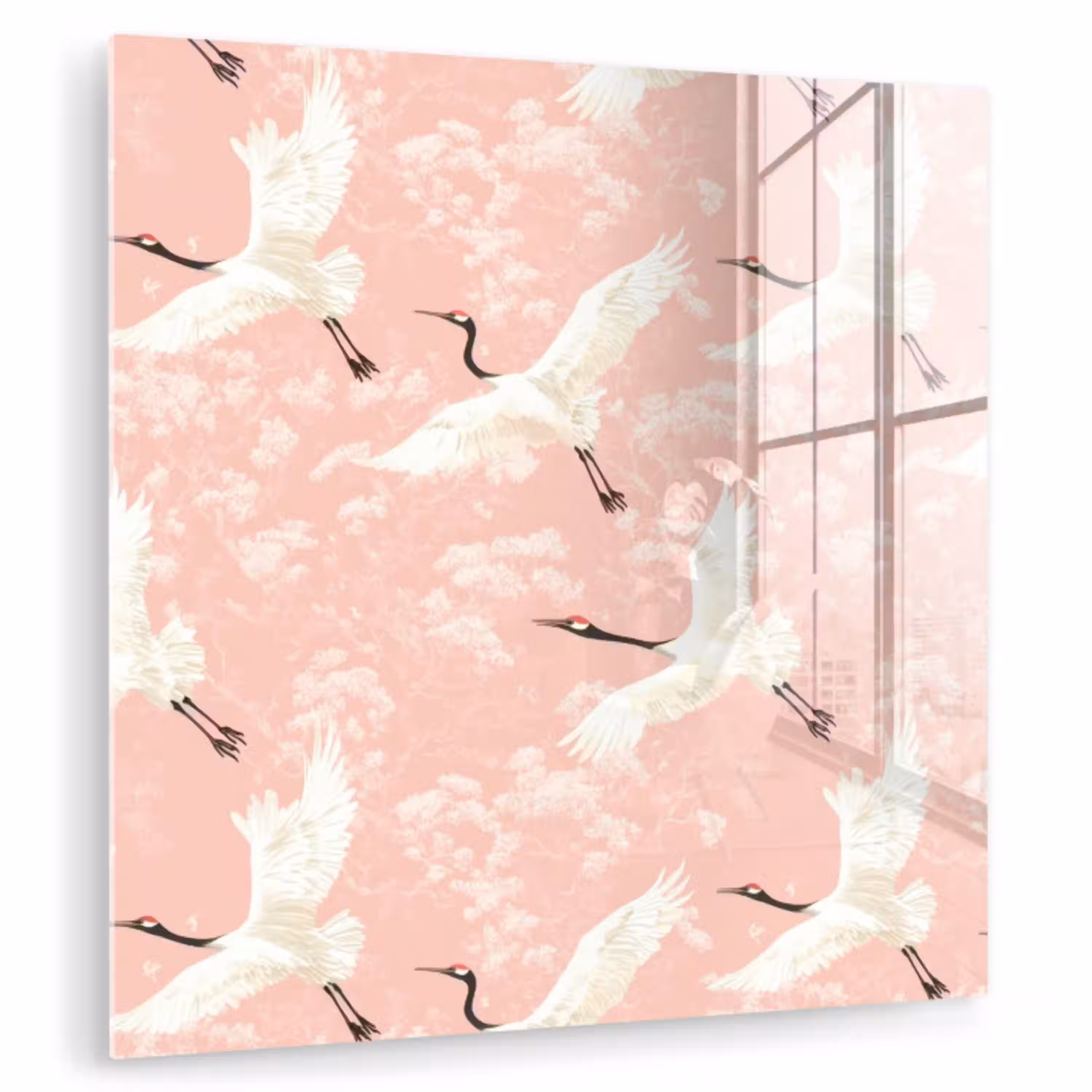 Kraanvogels - Bloesem - Roze plexiglas 5mm klein 11 -zzzproduct_nieuw