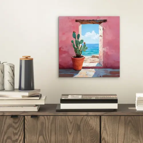 Zee - Roze - Cactus aluminium wit klein -sfeer1