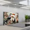 Toekan - Vogels - Bloemen - Jungle keuken achterwand spatscherm klein -3d_schuin