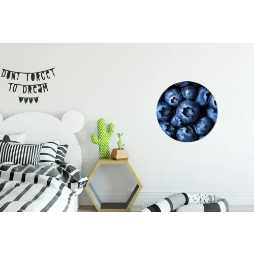 Bessen - Blauw - Fruit Wandcirkel aluminium klein -kinderkamer