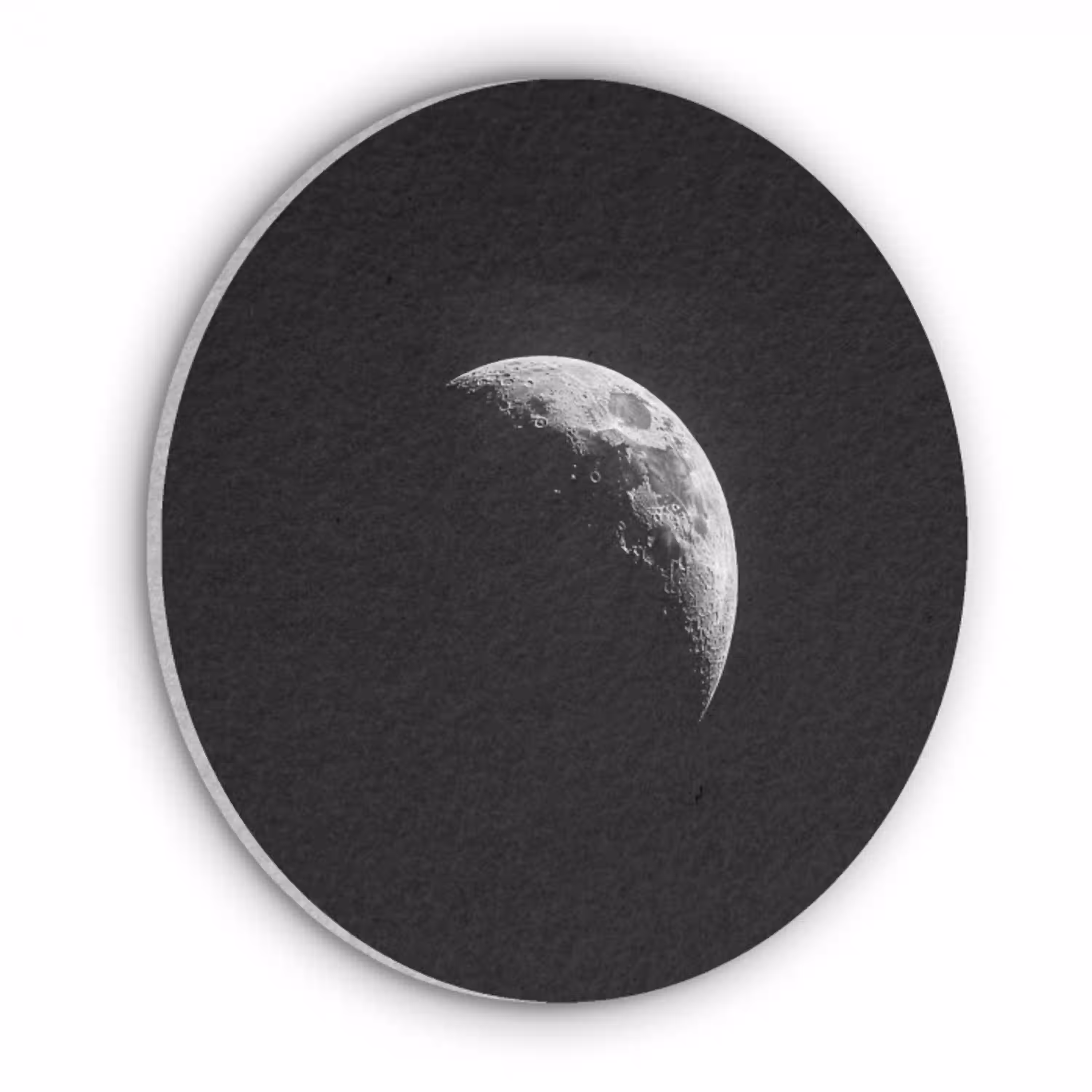Maan - Hemel - Zwart - Schaduw Akoestische PET Vilt - Rond klein -3d