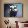 Stier - Zwart - Abstract - Horens Textielframe zwart klein -sfeer1