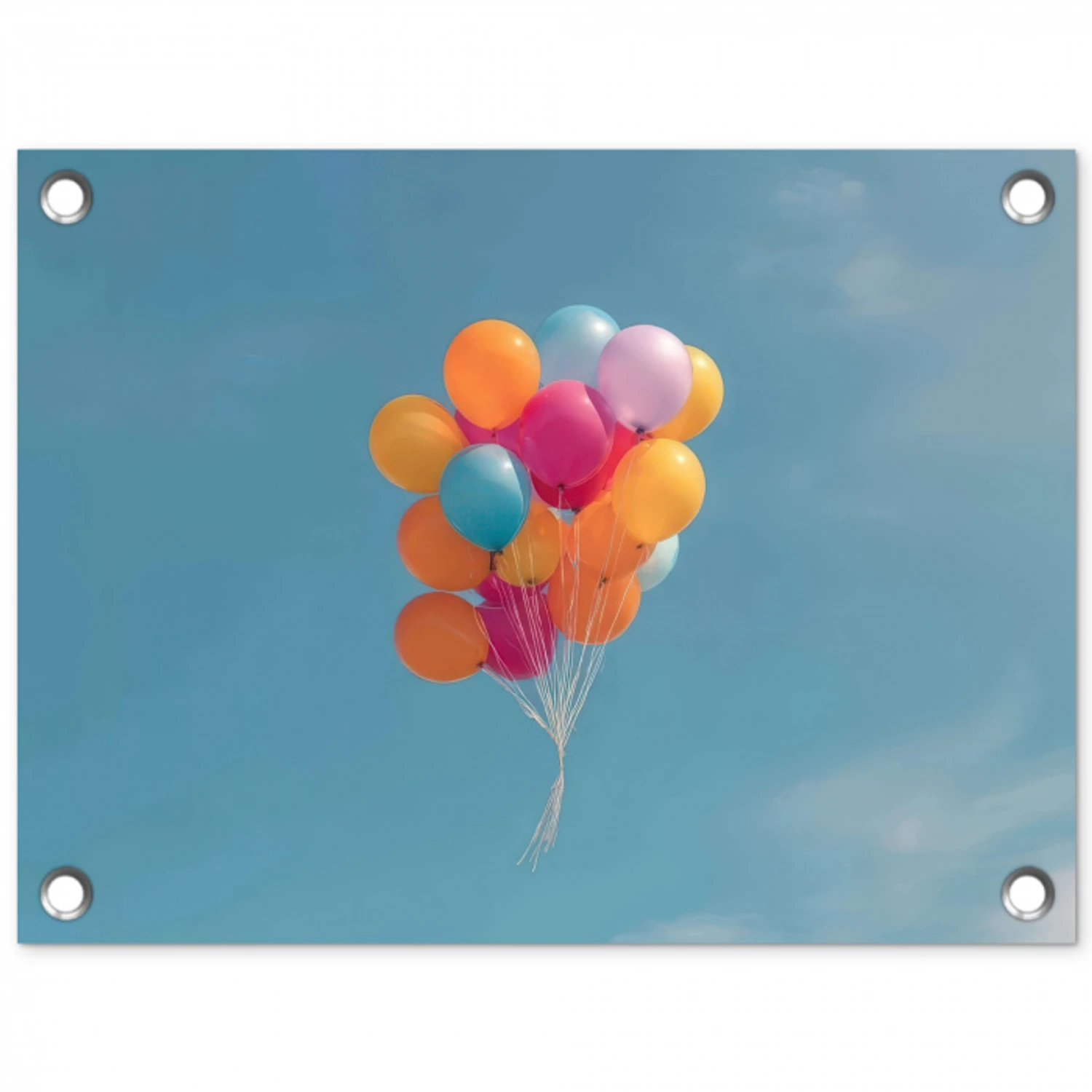 Ballonnen - Kleurrijk - Heldere hemel tuinposter los doek klein -3d
