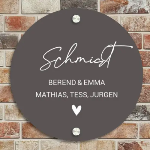 Grijs - Sierlijk Naambord Rond klein -sfeer2