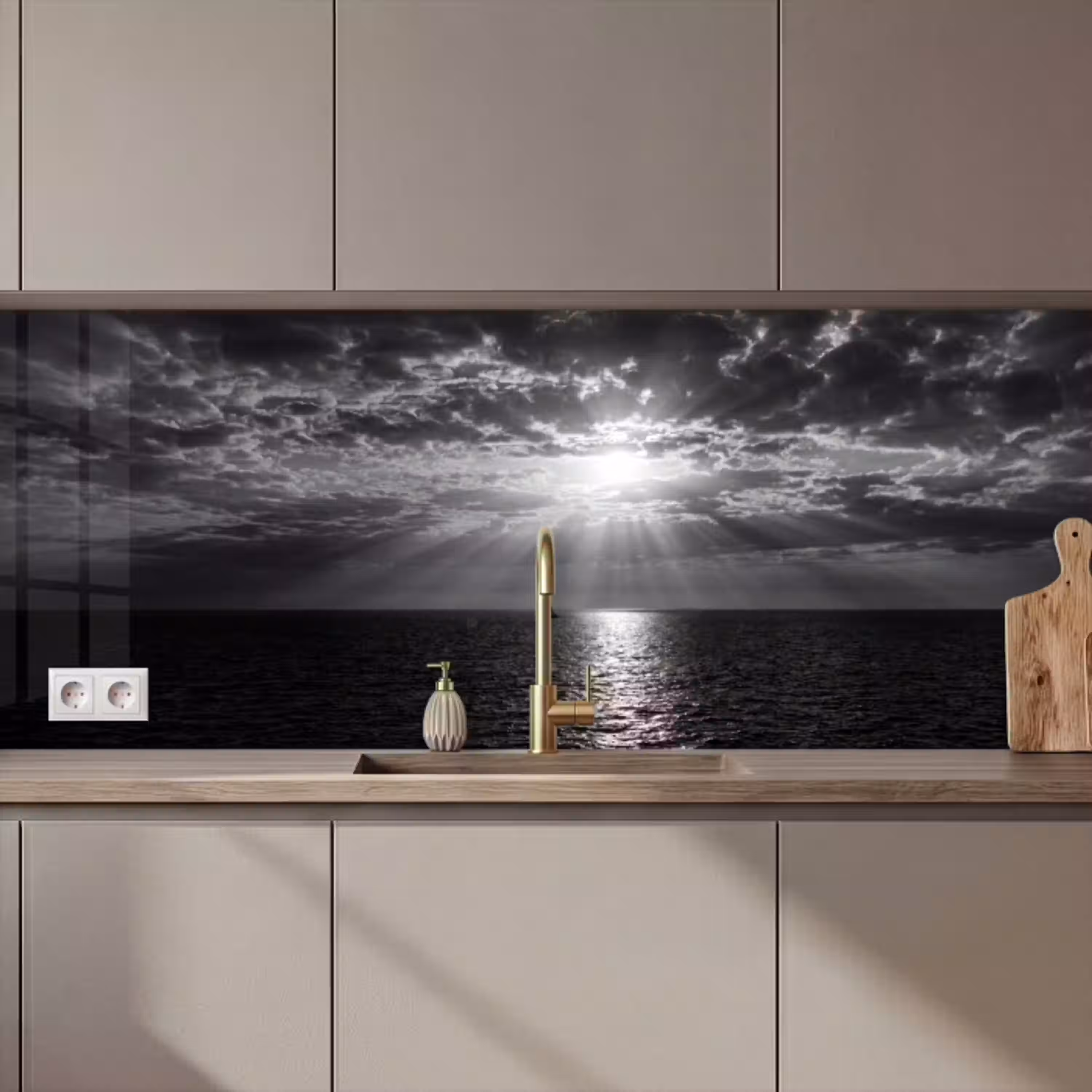 Water - Boot - Lucht - Natuur - Zwart-wit keuken achterwand 2 middel zz_3dshopping
