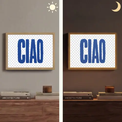 Ciao - Stippen - Roze - Wit Light Box met batterij (Wandlamp) middel -sfeer3