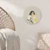 Vrouw - Bloem - Geel - Minimalistisch Akoestische PET Vilt - Rond klein -sfeer4