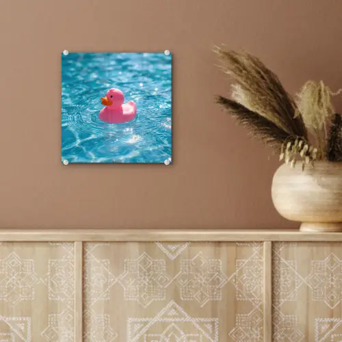 Badeend - Dobberend - Roze plexiglas 5mm klein -sfeer5