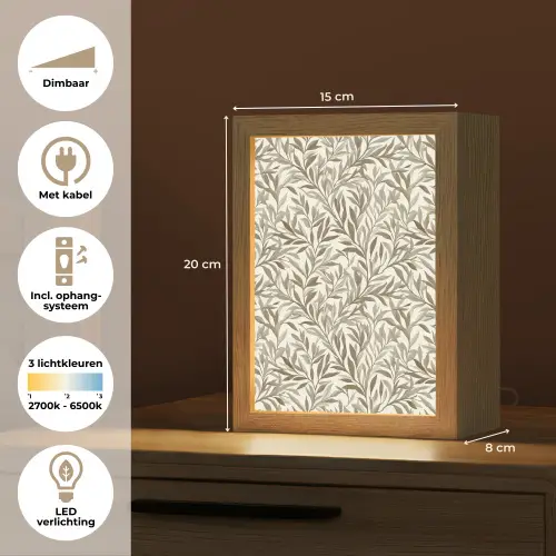 Takken - Botanisch - Taupe Light Box met kabel (Tafellamp) klein 925 -USP_NL