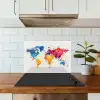 Wereldkaart - Graffiti - Kleurrijk keuken achterwand spatscherm klein -sfeer2