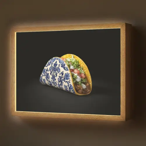 Taco - Vlees - Salade - Delftsblauw - Motief Light Box met batterij (Wandlamp) middel -z3d_website