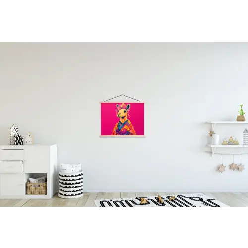Kameel - Bloemen - Kimono - Waaiers textielposter latten blank klein -kinderkamer
