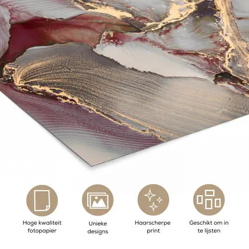 Goud - Marmer - Paars poster papier klein -closeup_NL