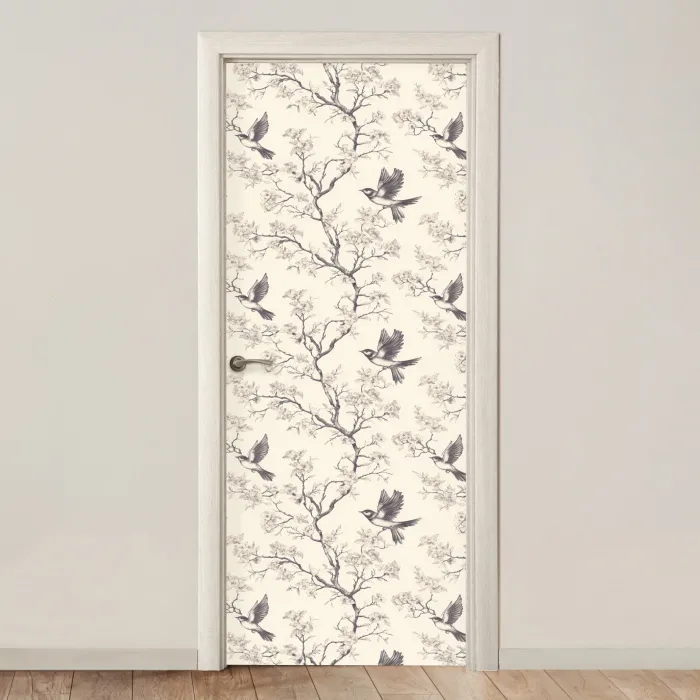 Takken - Vogels - Beige deurposter klein 289 -3d_beige