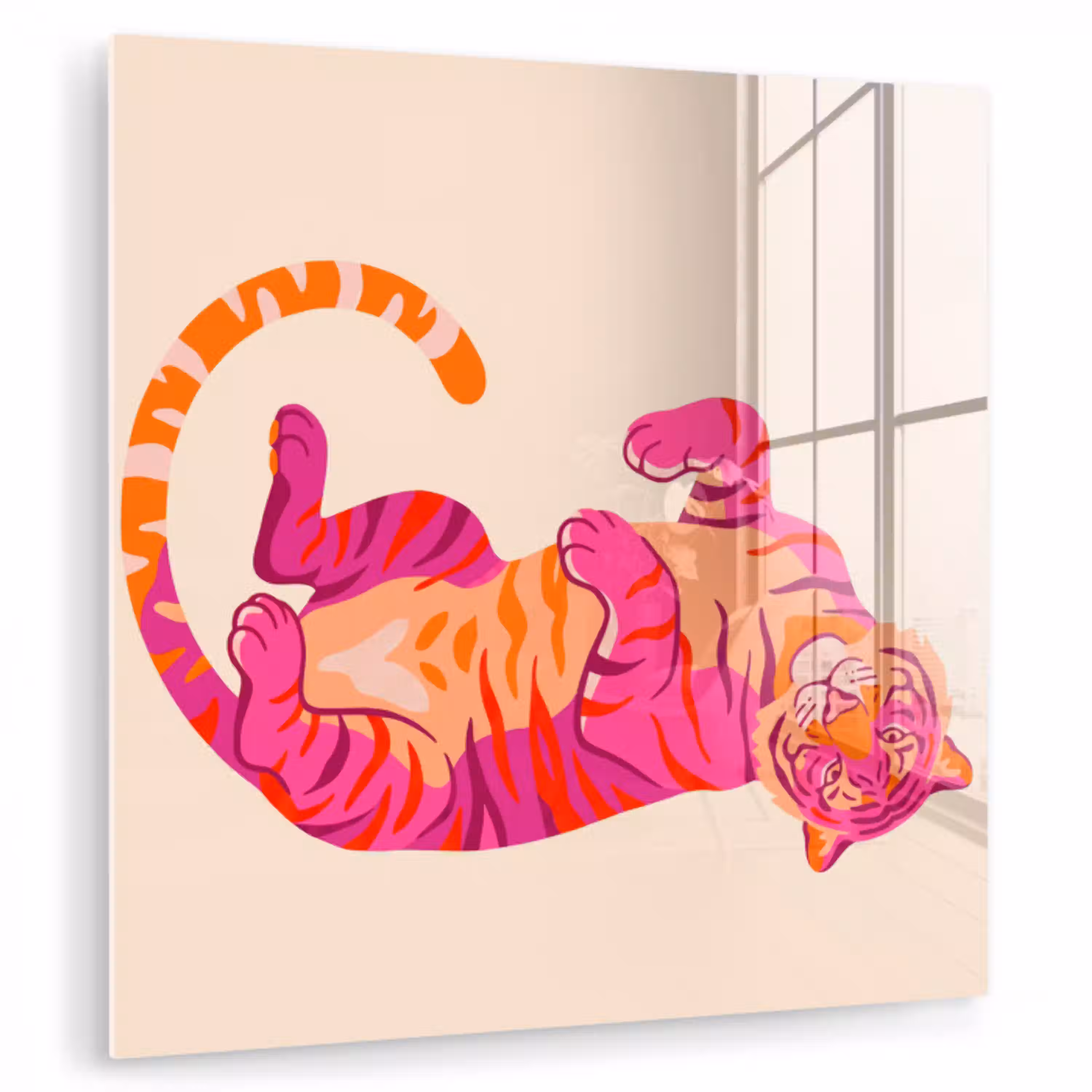 Tijger - Roze - Oranje plexiglas 5mm klein -zzzproduct_nieuw