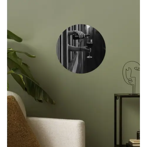 Wijnfles - Glas - Handen - Raam Wandcirkel behangsticker klein -sfeer2