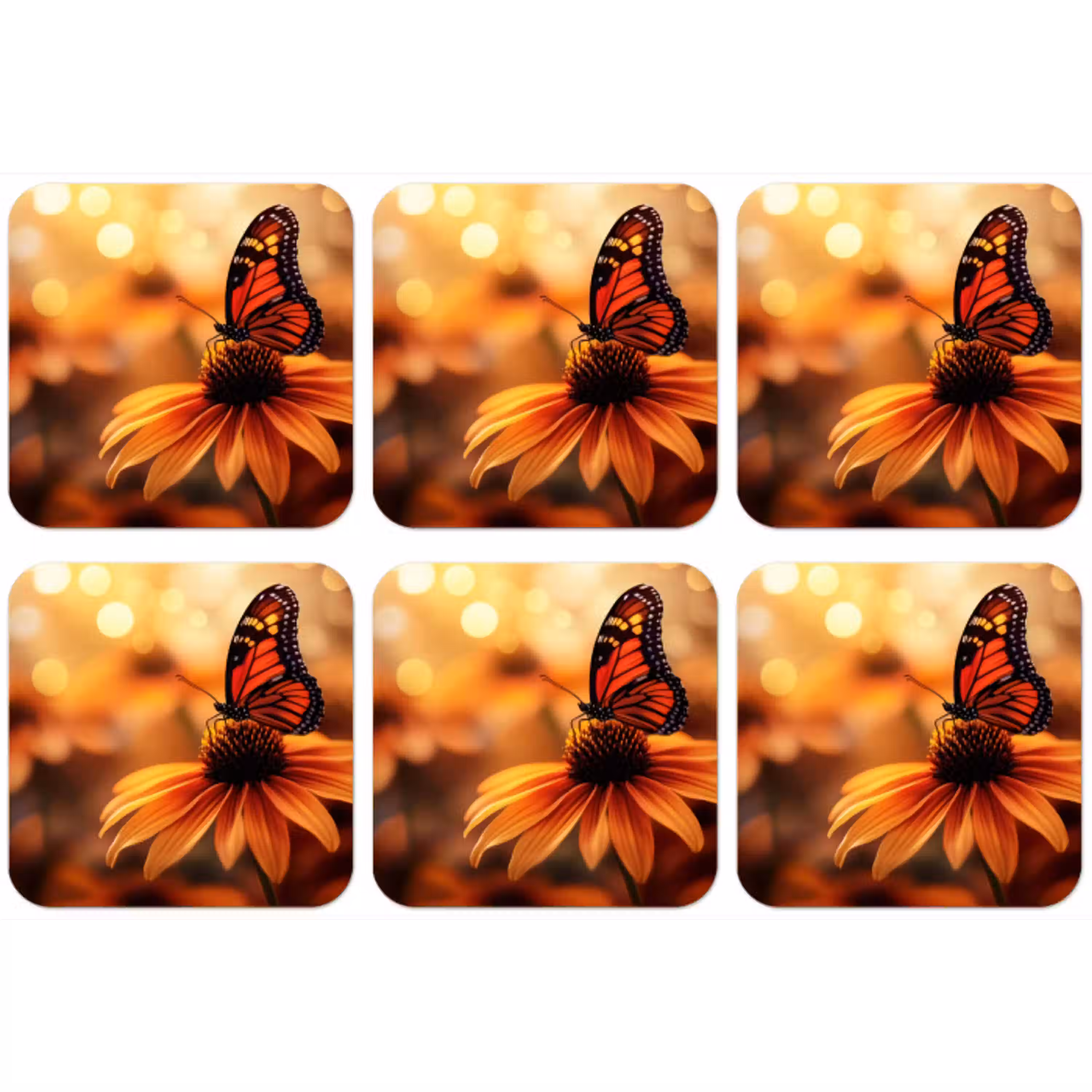 Vlinder - Bloemen - Oranje onderzetter kurk middel -zkaufland3dotto
