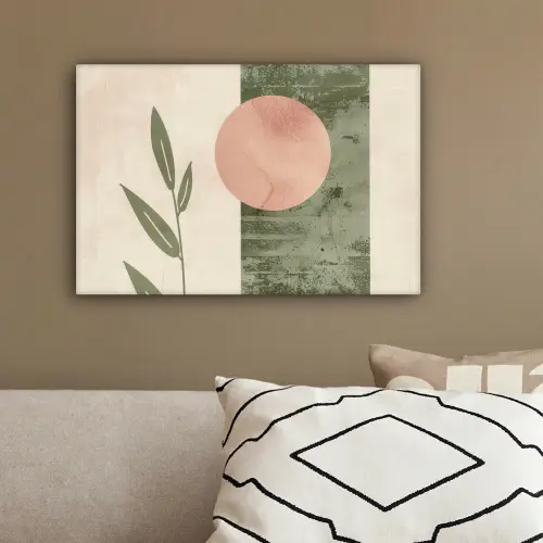 Geometrisch - Roze - Groen - Natuur canvas 2cm klein -sfeer3