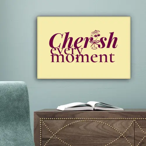 Cherish every moment - Cocktailglas - Geel canvas 2cm klein -sfeer4