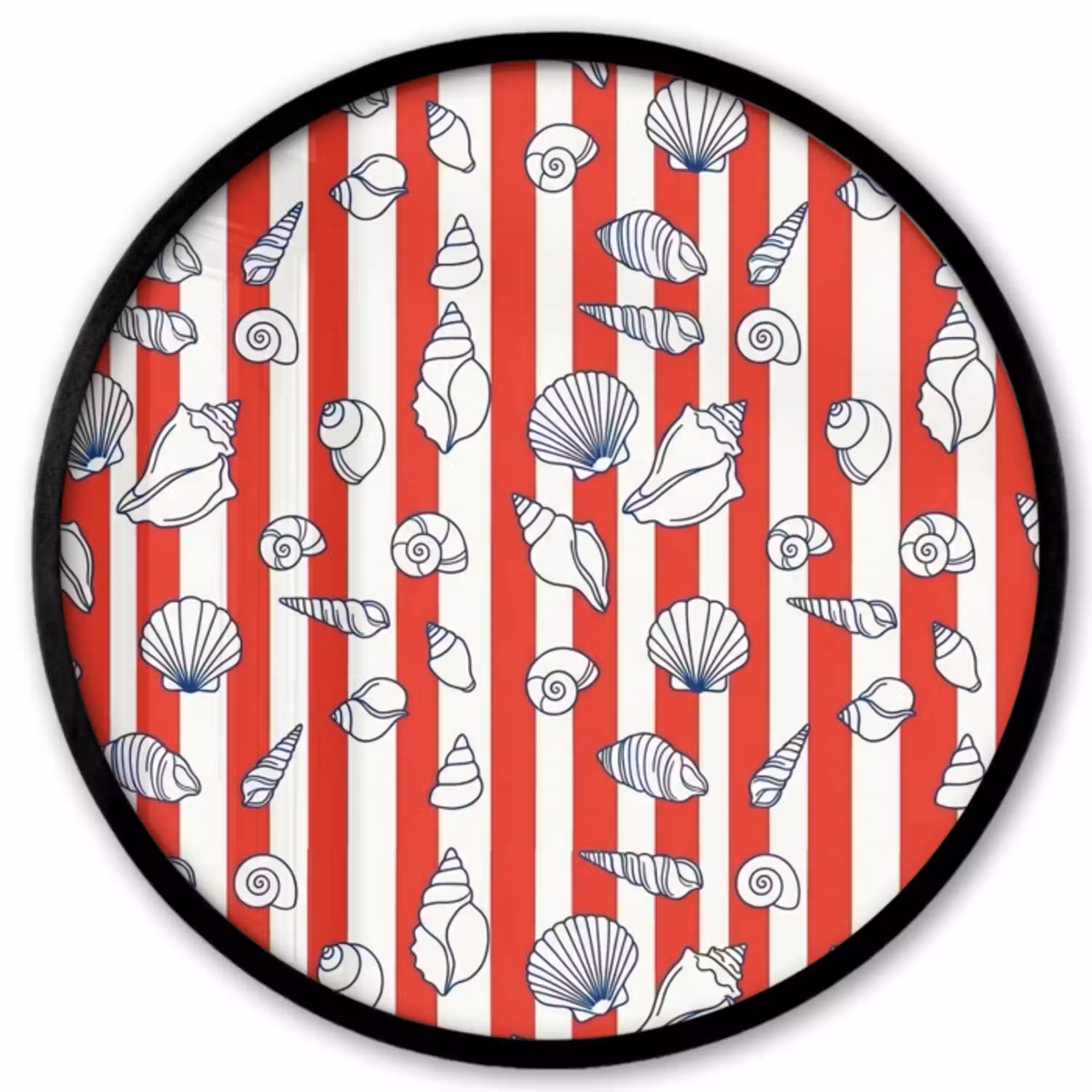 Schelp - Zeedieren - Zomer - Illustratie - Rood - Blauw Fotolijst rond zonder passe partout klein -3d