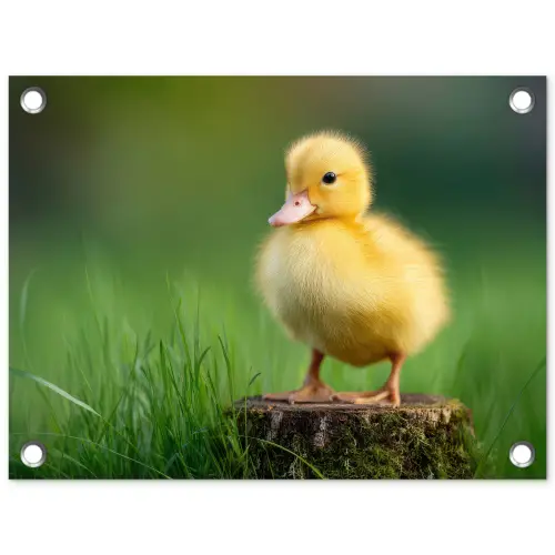 Kuiken - Eend - Geel - Gras tuinposter los doek klein -3d