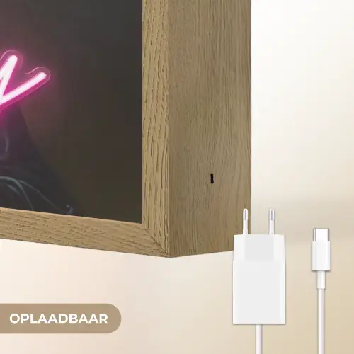 Ironisch - Tekst - Neon Light Box met batterij (Wandlamp) middel -USP_websiteoplaadbaarNL