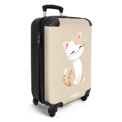Kitten in de kleuren beige en wit NBS - Handbagage koffer - Kinderen Unisex middel -productfoto_3d