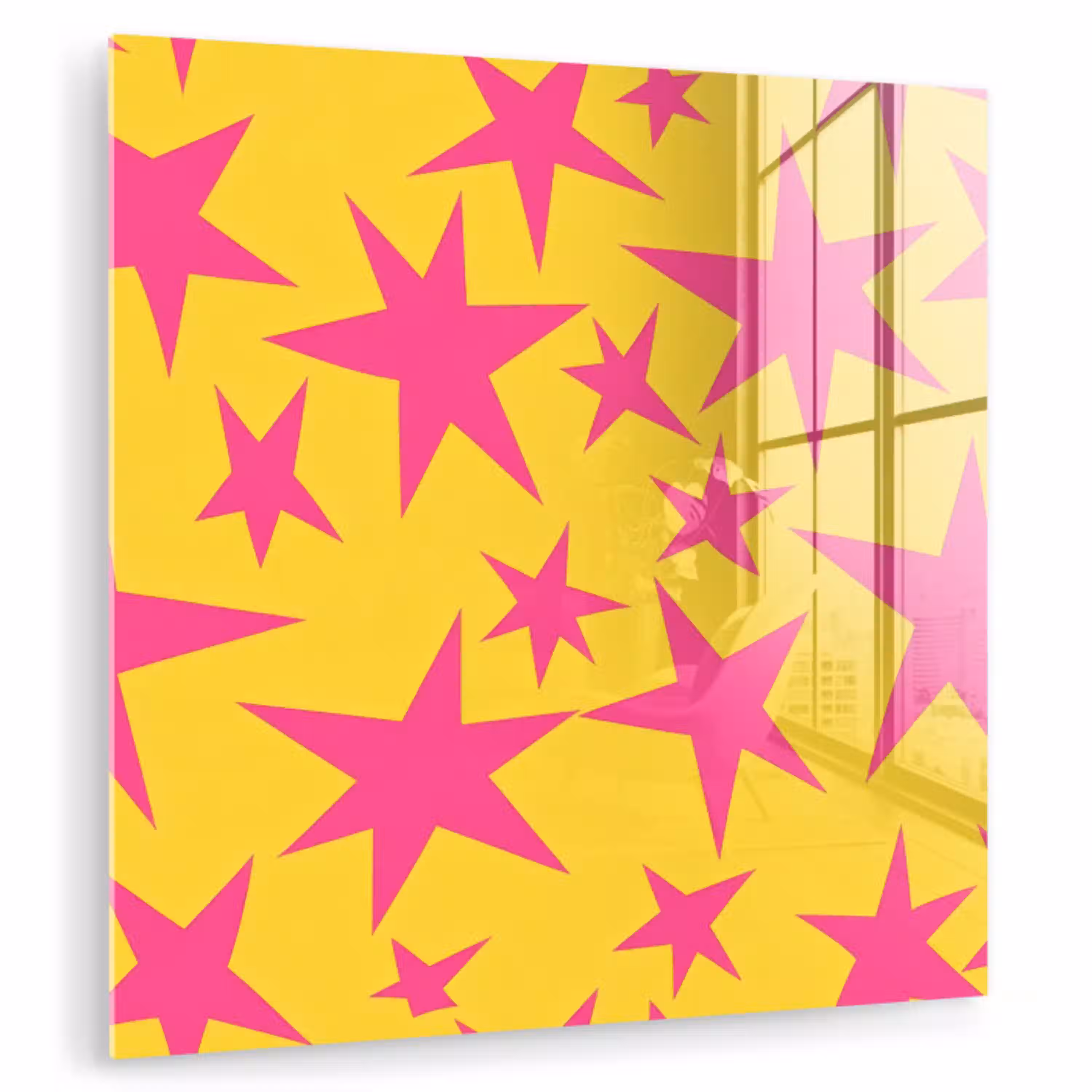 Sterren - Patroon - Roze - Geel plexiglas 5mm klein 11 -zzzproduct_nieuw