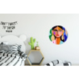 Portret - Vrouw - Modern Wandcirkel aluminium klein -kinderkamer