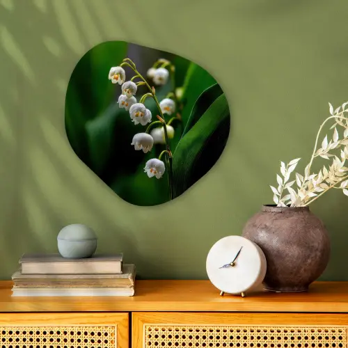 Bloemen - Wit - Bladeren - Lelietjes Wandcirkel Organisch Forex 3mm klein -sfeer2