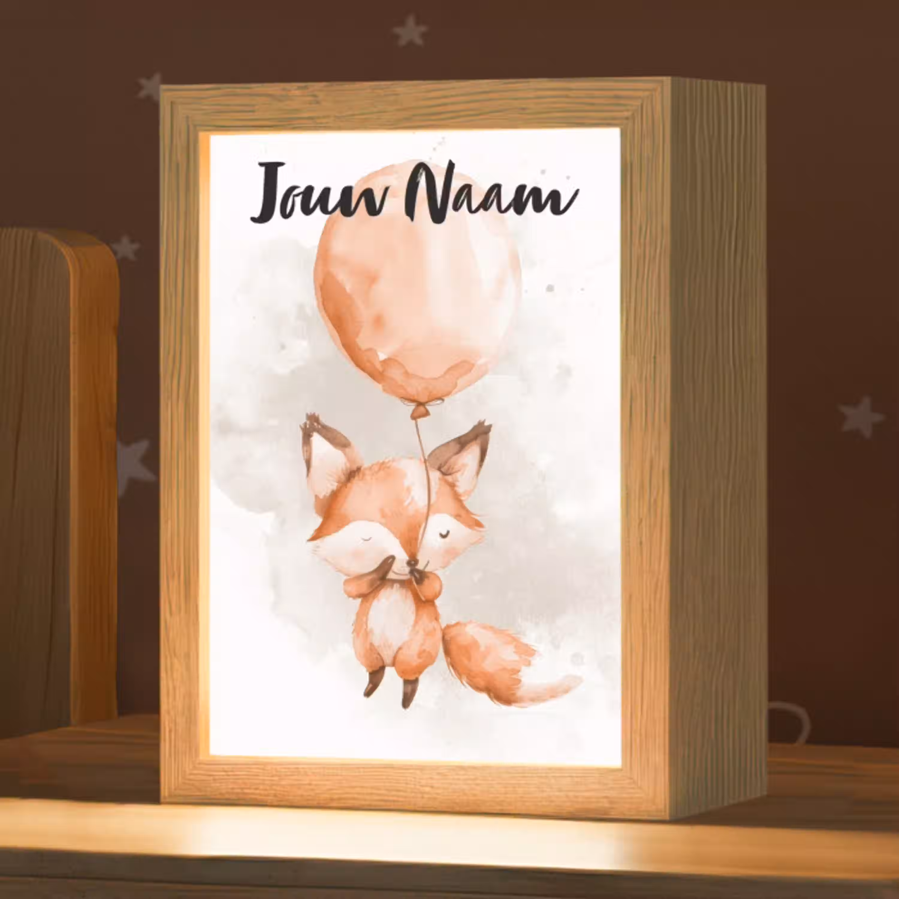 Vos - Pastel kleuren - Dier Light Box met kabel (Kinderlampje) klein -zzz_3d_website