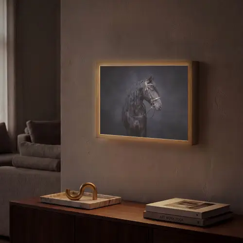 Portret - Paard - Donker Light Box met batterij (Wandlamp) middel -sfeer1