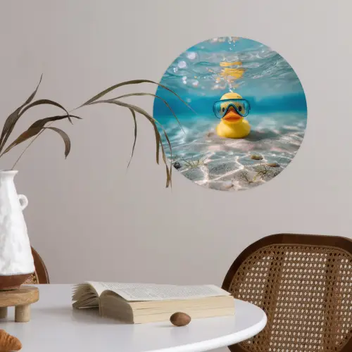Duikbril - Eend - Water Wandcirkel behangsticker klein -sfeer3