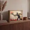 Street art - Man - Bloemen - Graffiti - Banksy Style Light Box met batterij (Wandlamp) middel -sfeer2