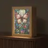 Vlinder - Roze - Bloemen - Bladeren Light Box met kabel (Tafellamp) klein -z3d_website