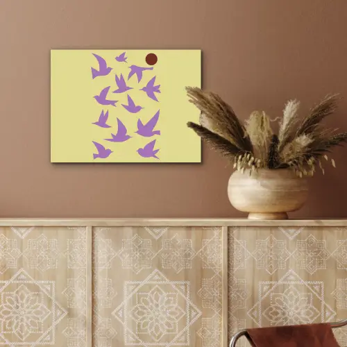 Vogels - Cirkel - Geel - Beweging PET vilt klein -sfeer4
