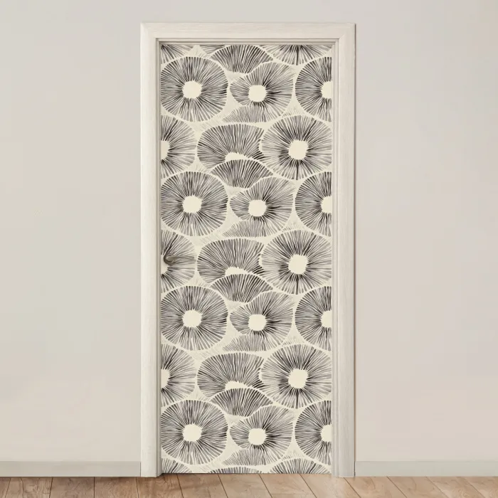 Cirkels - Patroon - Zwart deurposter klein 289 -3d_beige