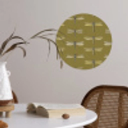 Libellen - Patroon - Groen Wandcirkel behangsticker klein 186 -sfeer3