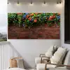 Bloemen - Muur - Groen - Oranje Tuinposter op houten frame 2 cm dik xxl -sfeer1
