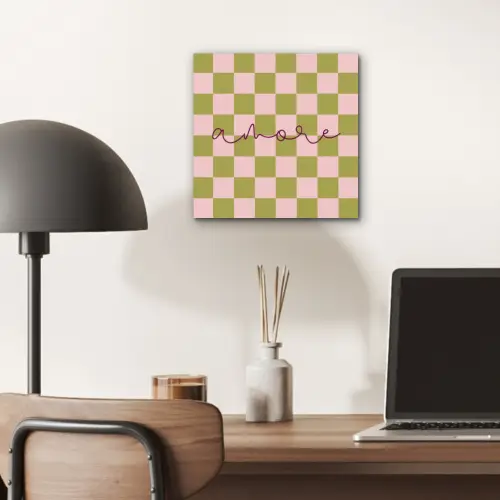 Patroon - Geblokt - Olijfgroen - Amore aluminium wit klein -sfeer5