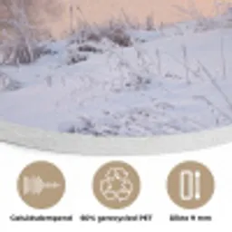 Rivier - Winter - Landschap - Sneeuw - Zonsopgang Akoestische PET Vilt - Rond klein -closeup_NL