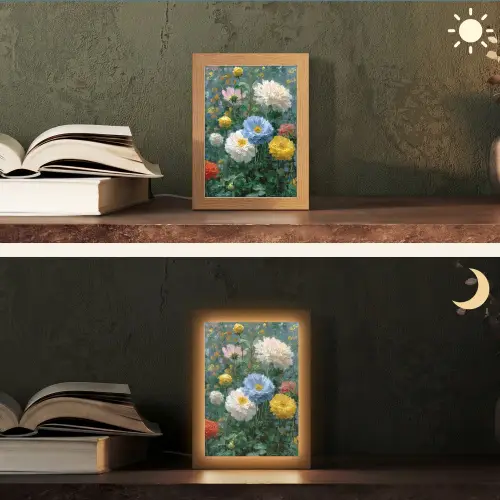Close-up - Veld - Bloemen - Kleurrijk Light Box met kabel (Tafellamp) klein -sfeer3
