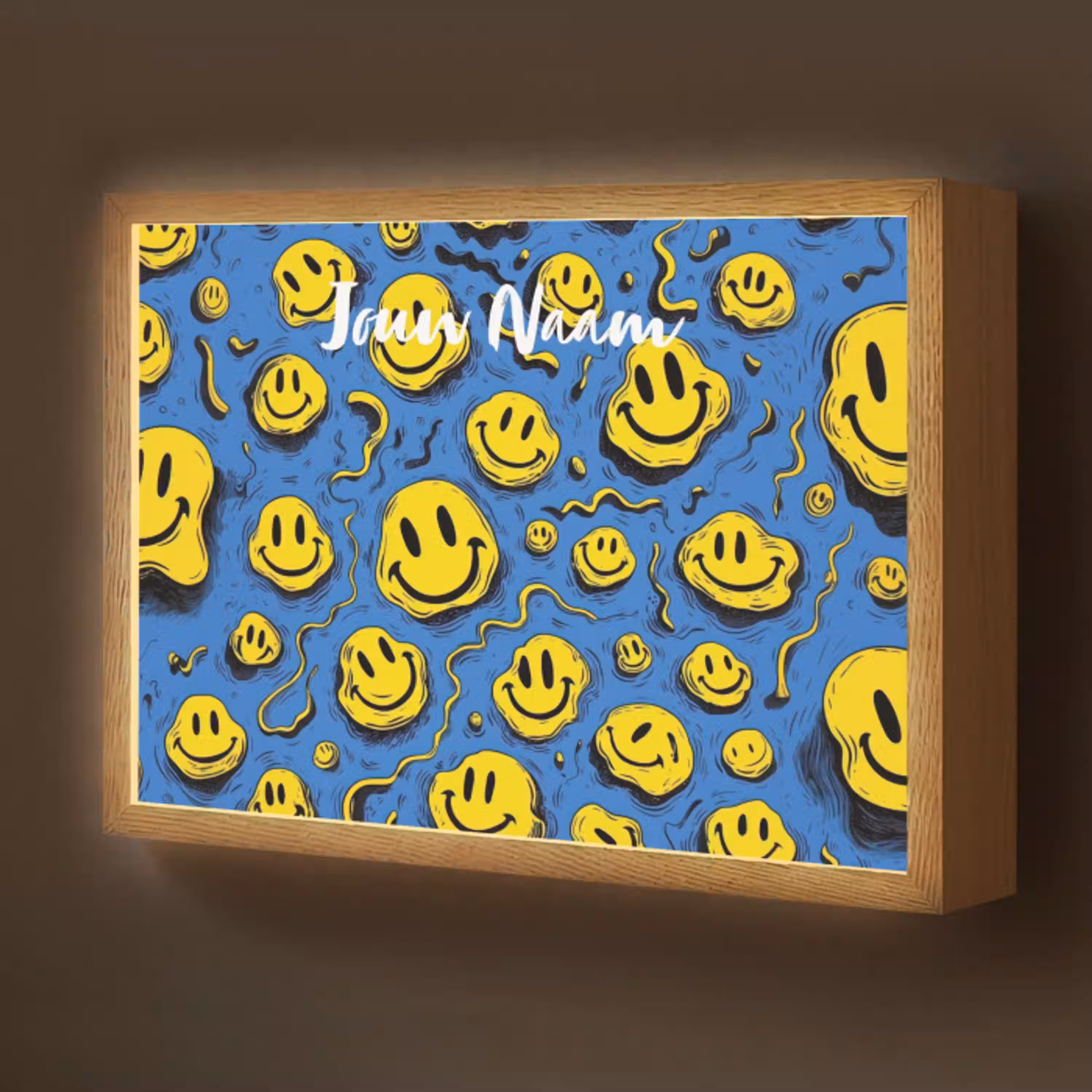 Smileys - Geel - Blauw Light Box met batterij (Wandlamp kind) middel -z3d_website