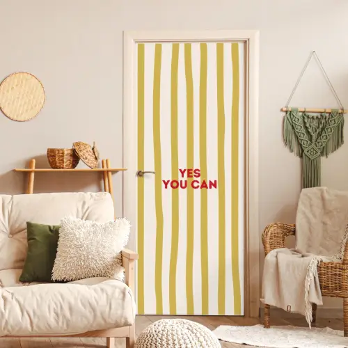 Strepen - Abstract - Yes you can - Rood deurposter klein -sfeer2