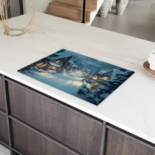 Kerstdorp - Kerst - Sneeuw - Winter Inductie beschermer vinyl 3mm klein -sfeer8