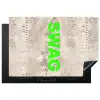 Slangenprint - SWAG - Neon - Groen Inductie beschermer vinyl 3mm klein -3d