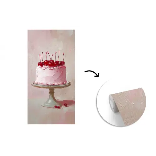 Taart - Pink - Cherry fotobehang vinyl groot -3d